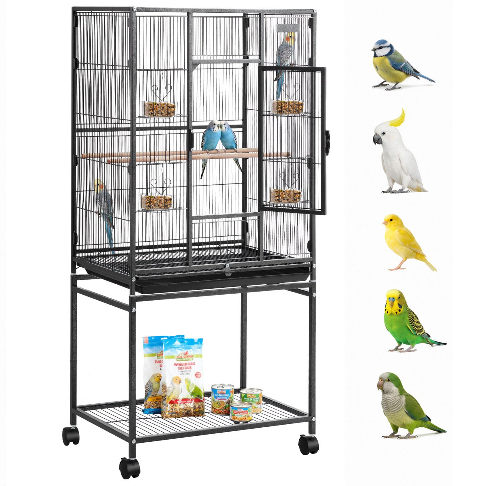 VEVOR Bird Cage, 24.6 x 16.7 x 53.9 inch, Flat Top, Wrought Iron Bird Flight Cag