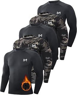 MEETWEE Men's Thermal Underwear Tops, Thermal Shirt Long Sleeve Compression Shirt Functional Shirt Breathable Thermal Undershirt Men's Sports Shirt for Running Fitness Gym