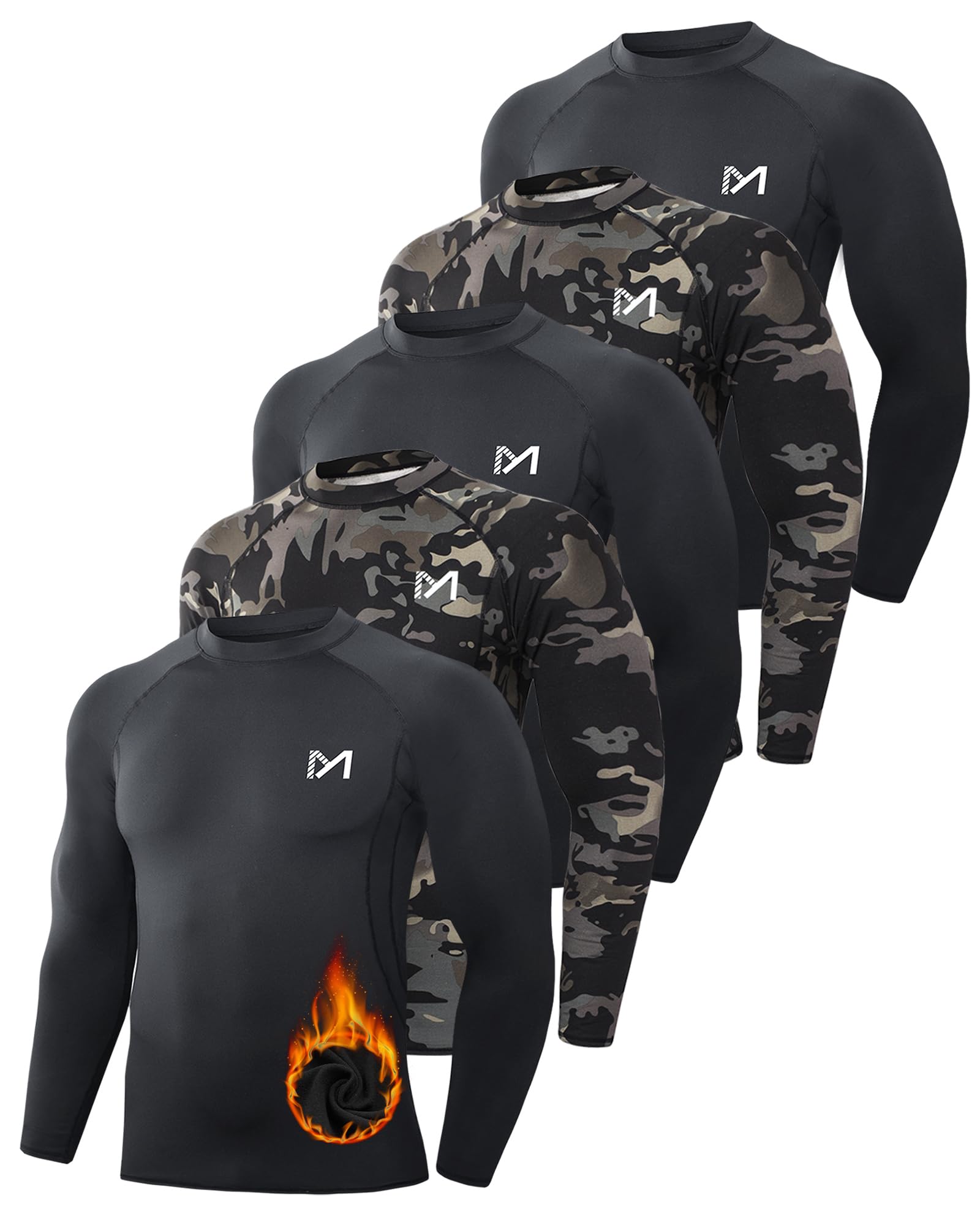 MEETWEE Men's Thermal Underwear Tops, Thermal Shirt Long Sleeve Compression Shir