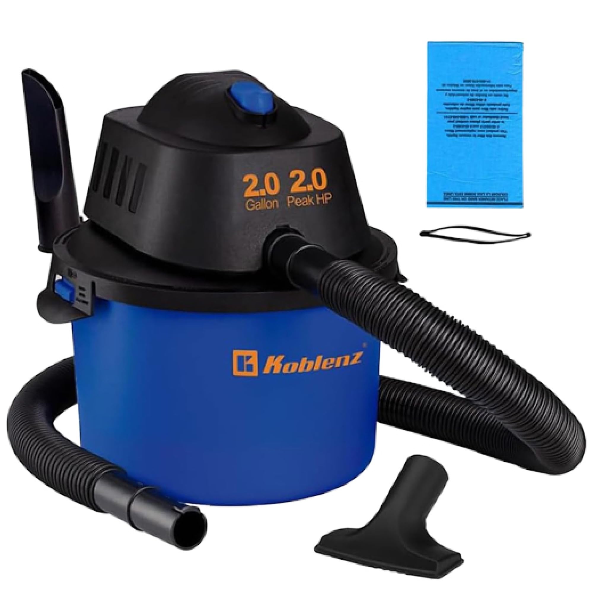 Koblenz WD-2L Wet Dry Vacuum Cleaner, Home Car Garage Workshop, 2.0 PHP | 60 CFM