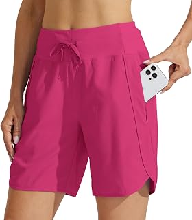Willit Women's 7" Athletic Running Shorts Long Workout Hiking Shorts Quick Dry High Waisted Active Zipper Pocket