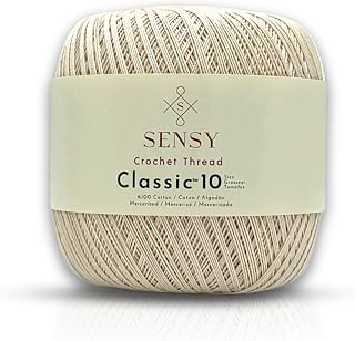 S Sensy Classic Size 10- Mercerized Giza Cotton #0 Lace Yarn Ecru 618 Yards