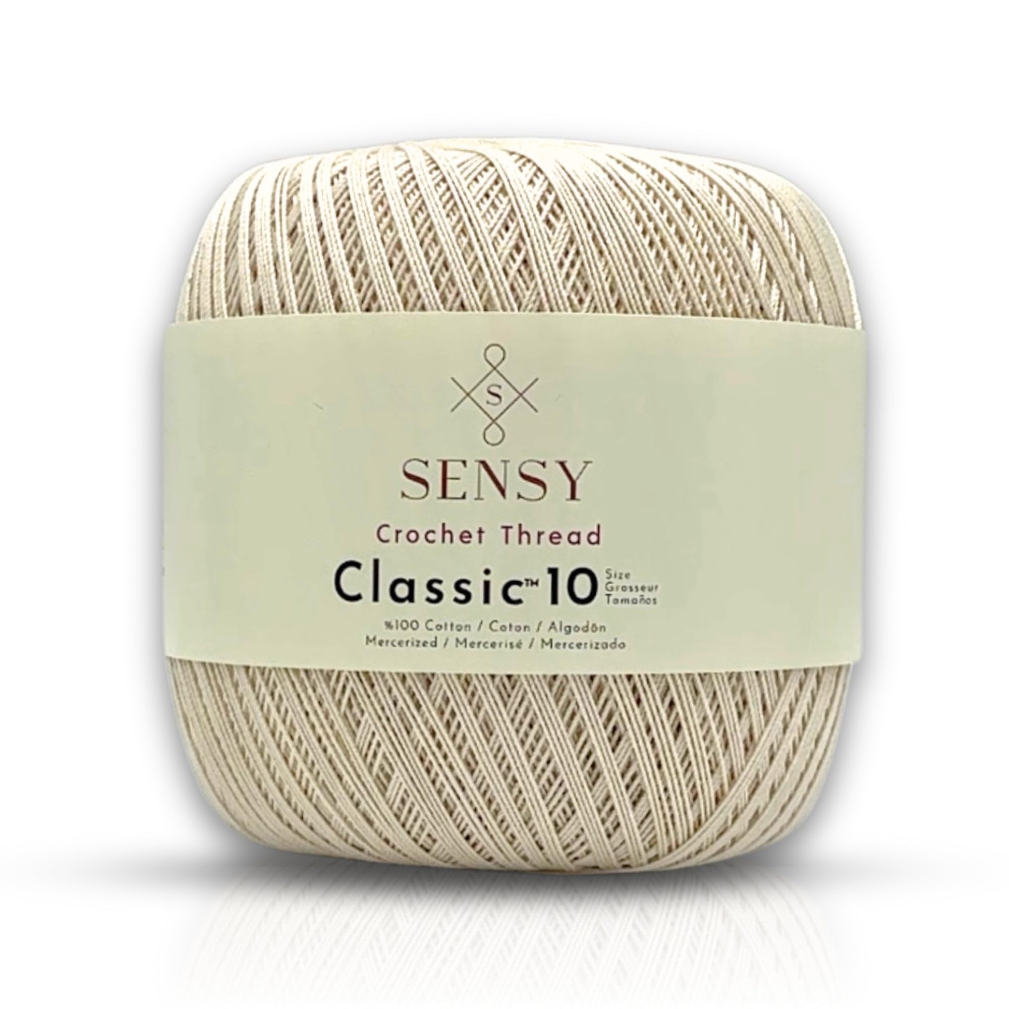 S Sensy Classic Size 10- Mercerized Giza Cotton #0 Lace Yarn Ecru 618 Yards