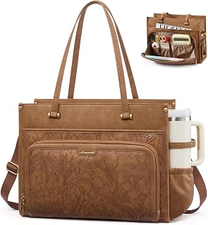 LOVEVOOK PU Leather Laptop Bag for Women Work Purse Teacher Computer Tote