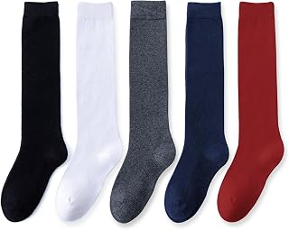 EPEIUS Girls Knee High Socks, Seamless Cotton School Uniform Socks 3-5 Pack