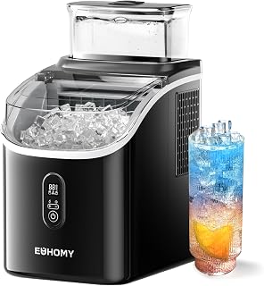 EUHOMY Clear Ice Cube Maker Countertop with 1.5L Top Tank, 34Lbs/Day | 16Pcs Cubes in 7 Mins, 2 Ways to Add Water, Self-Cleaning Square Ice Maker with Scoop & Basket, for Home/Office/Bar, Black