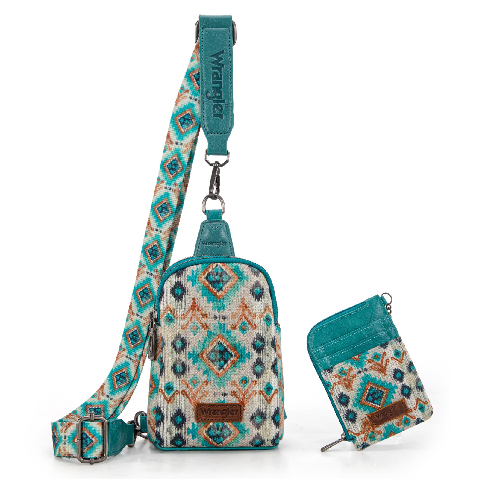 Wrangler Aztec Crossbody Sling Bags for Women Wallet Set