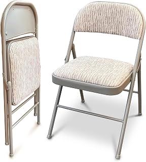 JupiterJX Deluxe Fabric Padded with Heavy Duty Steel Metal Frame, Back Rest Folding Chairs For Office Garden Computer Desk Foldable Chair With Cushioned Pad Seat Set Of 1