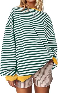 UEU Women Striped Crew Neck Long Sleeve Sweatshirt Color Block Long Sleeve