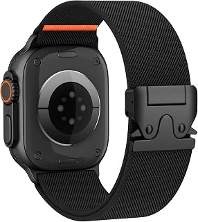 Elastic Sport Band for Apple Watch Ultra 4/3/2 Band 49mm 46mm 45mm 44mm 42mm 41mm 40mm Men, Adjustable Parachute Buckle Nylon Fabric Wristband for iWatch Series 12 11 10 SE 9 8 7 6 5 4 3