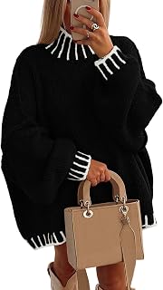 PRETTYGARDEN Maglione oversize da donna autunno 2025 a maniche lunghe con collo a lupetto in maglia grossa abbigliamento invernale