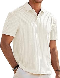 JMIERR Men's Textured Polo Shirt Short Sleeve
