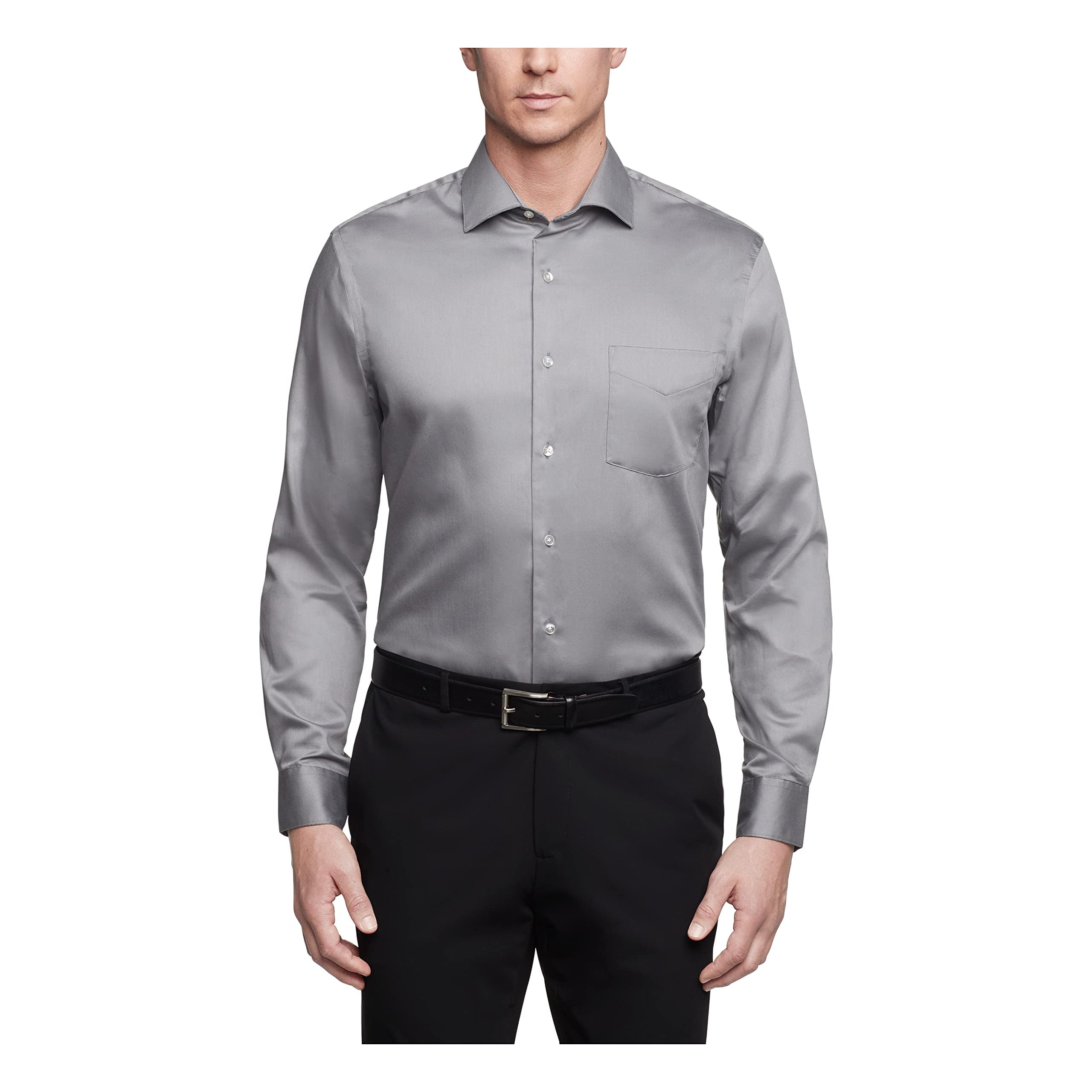 Van Heusen Poplin Regular Fit Solid Point Collar Dress Shirt Elegant Men's Shirt
