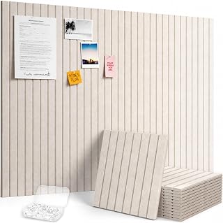 Lifewit Large Felt Pin Board with Self-Adhesive 120X90cm-12 Pack for Wall | Cork Board for Walls Alternative, Notice Boards with 50 Pushpins, Bulletin Board for Classroom Home Office Decor, Oatmeal