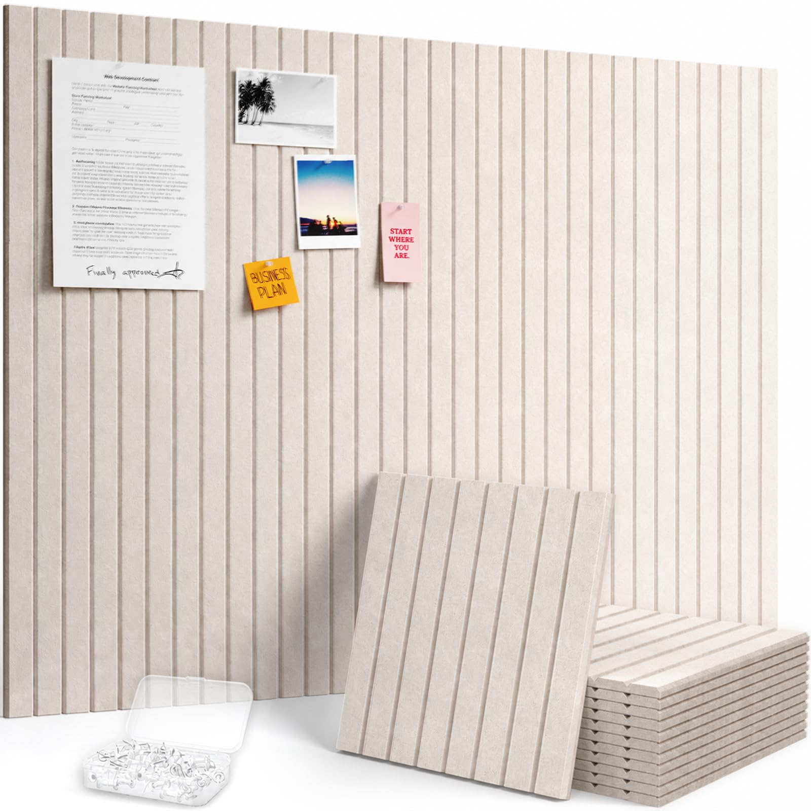 Lifewit Large Felt Pin Board with Self-Adhesive 120X90cm-12 Pack for Wall | Cork