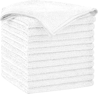 AIDEA White Microfiber Cleaning Cloth-12PK, Cleaning Rags 12"x 12" Reusable