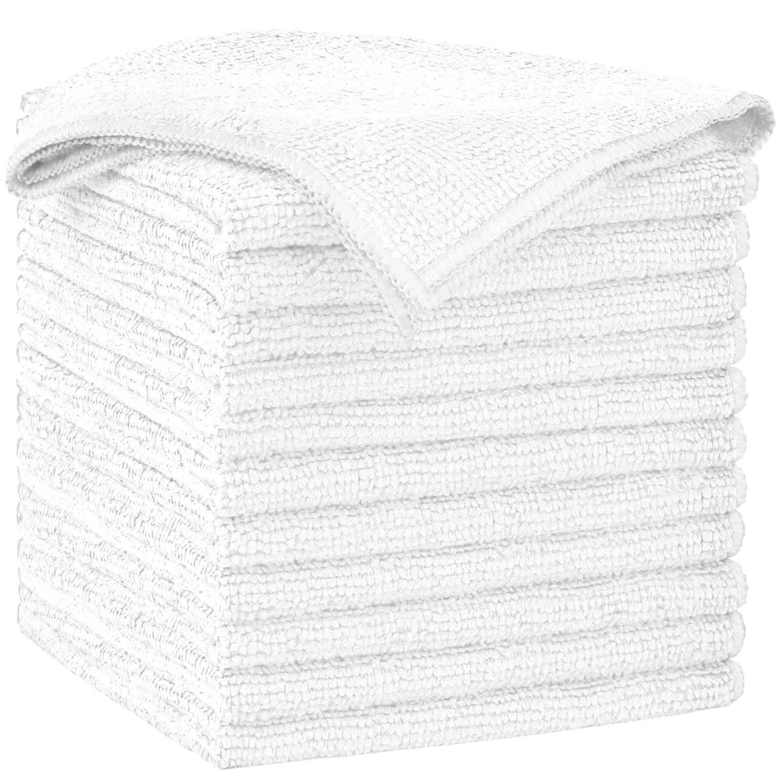 AIDEA White Microfiber Cleaning Cloth-12PK, Cleaning Rags 12"x 12" Reusable