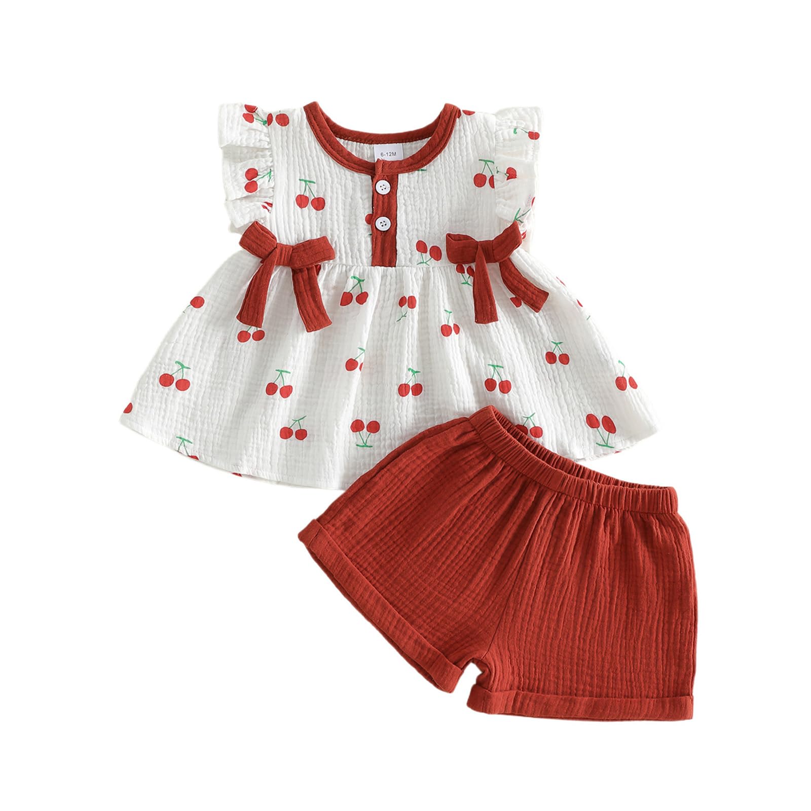 Amnnchya Toddler Girl Clothes Baby Summer Spring Outfits Cute Bow Button Smocked
