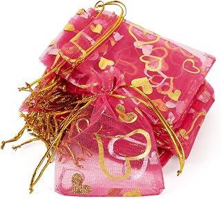 50 Pcs Organza Drawstring Pouches 3.5 x 2.75 Inch Rectangle Orchid Pouches for Wedding Party Christmas Candy