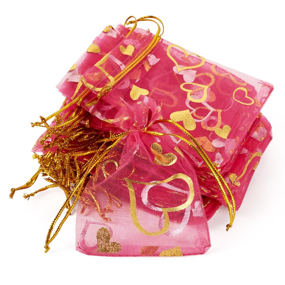 50 Pcs Organza Drawstring Pouches 3.5 x 2.75 Inch Rectangle Orchid Pouches for W