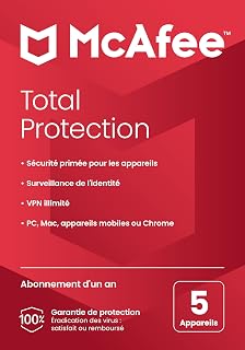 McAfee Total Protection 2023 | 5 Geräte | Virenschutz- und Internetsicherheits-Software | VPN | 1-Jahres-Abonnement | Schlüsselkarte