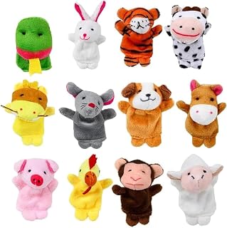 12 Pack Finger Puppets, Soft Plush Animal Hand Puppets for Toddlers | Soft Plush Animal Finger Puppets, Educational Storytelling Puppet Toys for Toddlers, Birthday Party Favors