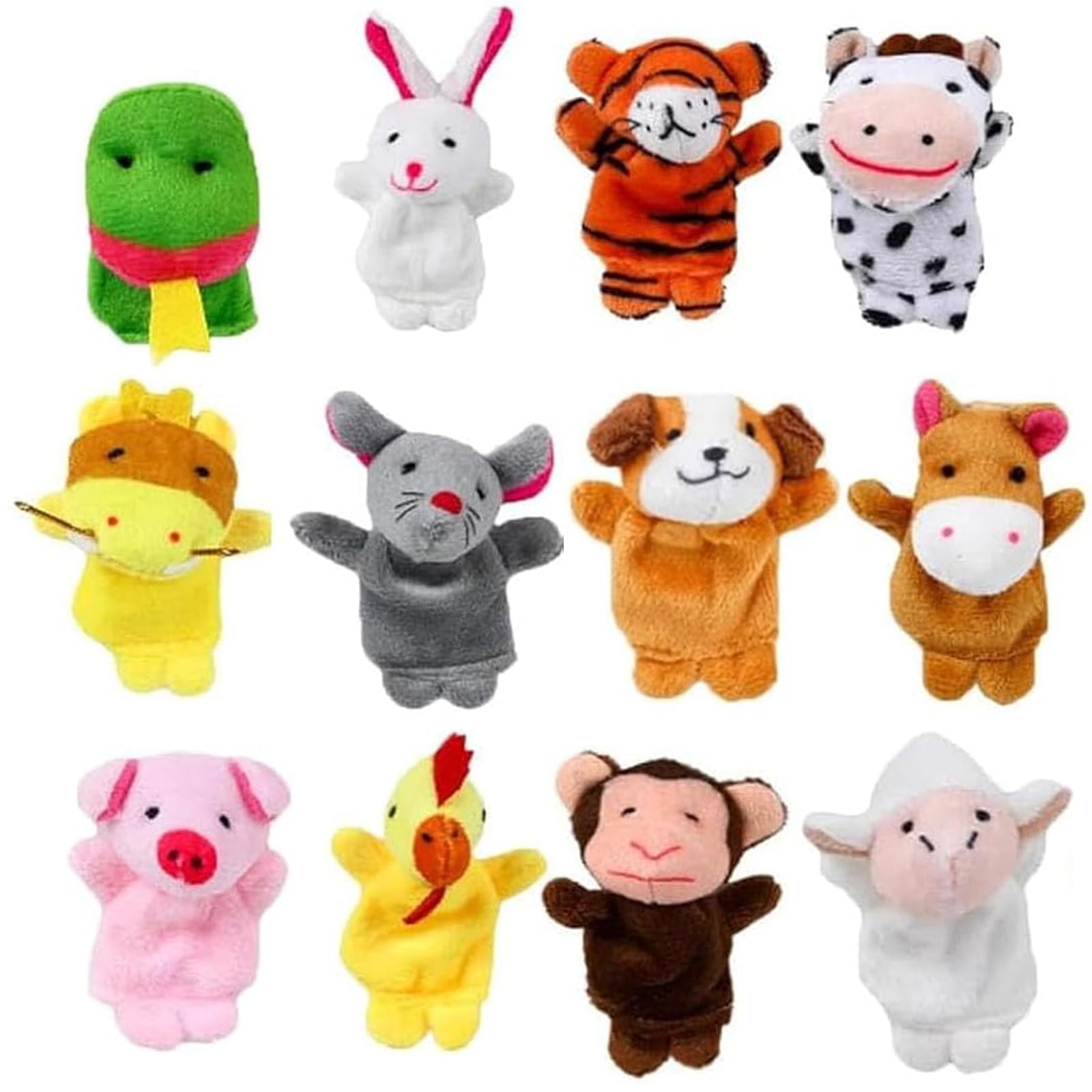 12 Pack Finger Puppets, Soft Plush Animal Hand Puppets for Toddlers | Soft Plush
