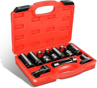 DNA MOTORING 10pcs Professional Oxygen Sensor Socket Removal Tool Set Oxygen Sensor Wrench Removal Tool Oil Pressure Sensor Socket Universal O2 Sensor Wrench Kit for Automotive Repair, TOOLS-00776