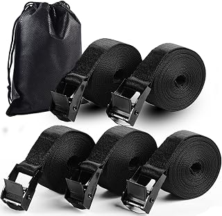 5Pack 4ft Cam Buckle Tie Down Straps, Adjustable Ladder Rack Secure Strap | Heavy Duty Lashing Strap,Black Pull Cinch Strap for Kayak, Cargo, Luggage, Bike,Truck, Car Roof Rack,600lbs working load