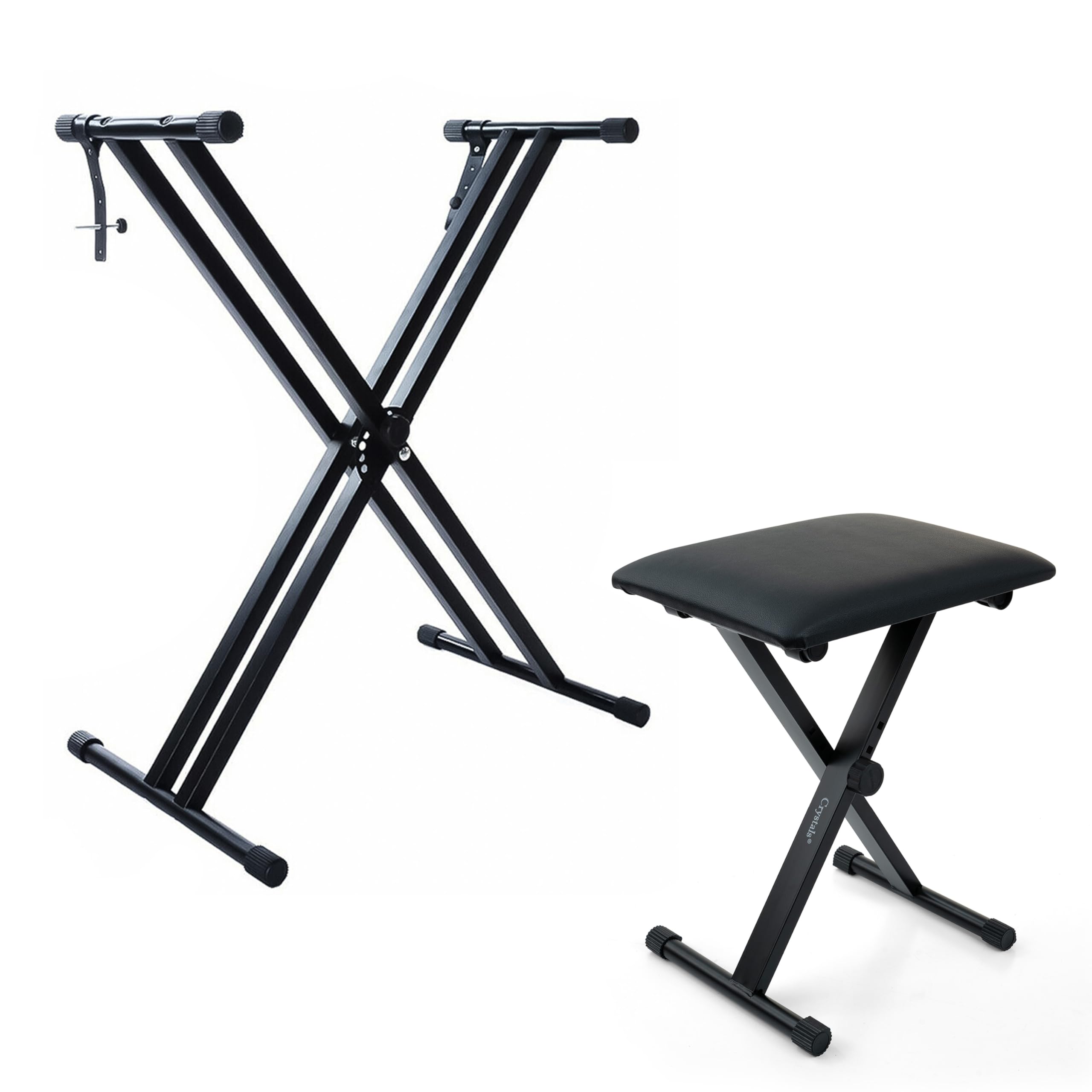 Crystals Foldable Electronic Keyboard Piano Stool and Stand Double/Single Braced