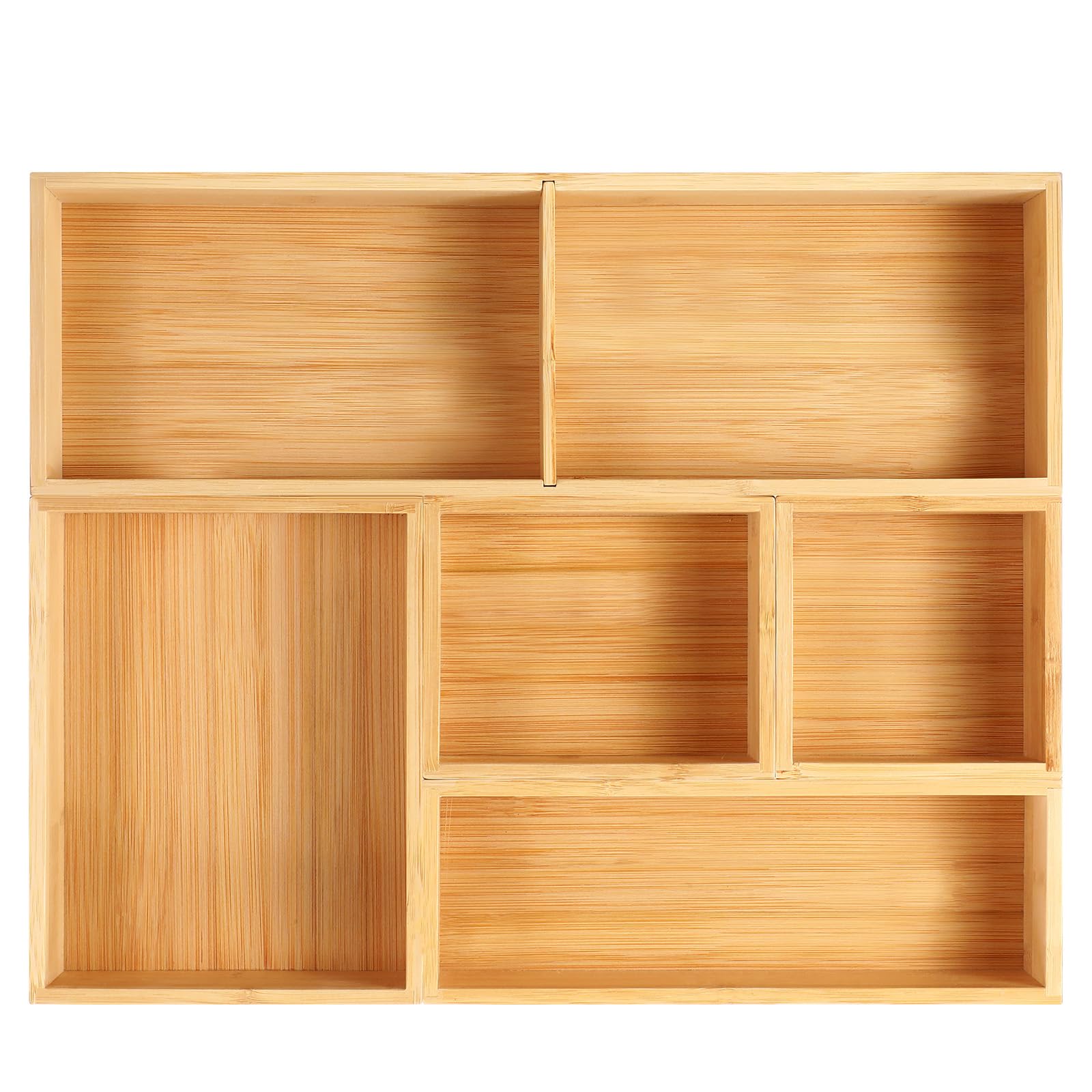 Fabsome Bathroom Drawer Organizer, Bamboo Box Bin for Junk Vanity Desk Makeup Dr