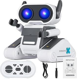 Winthai Robot Toys with Colorful LED, Remote Control Robot Toy with LED Eyes, Flexible Head & Arms, Dance Moves and Music for Kids Boys/Girls, for 3-12 Year Toddler Kid Children Teen for Christmas