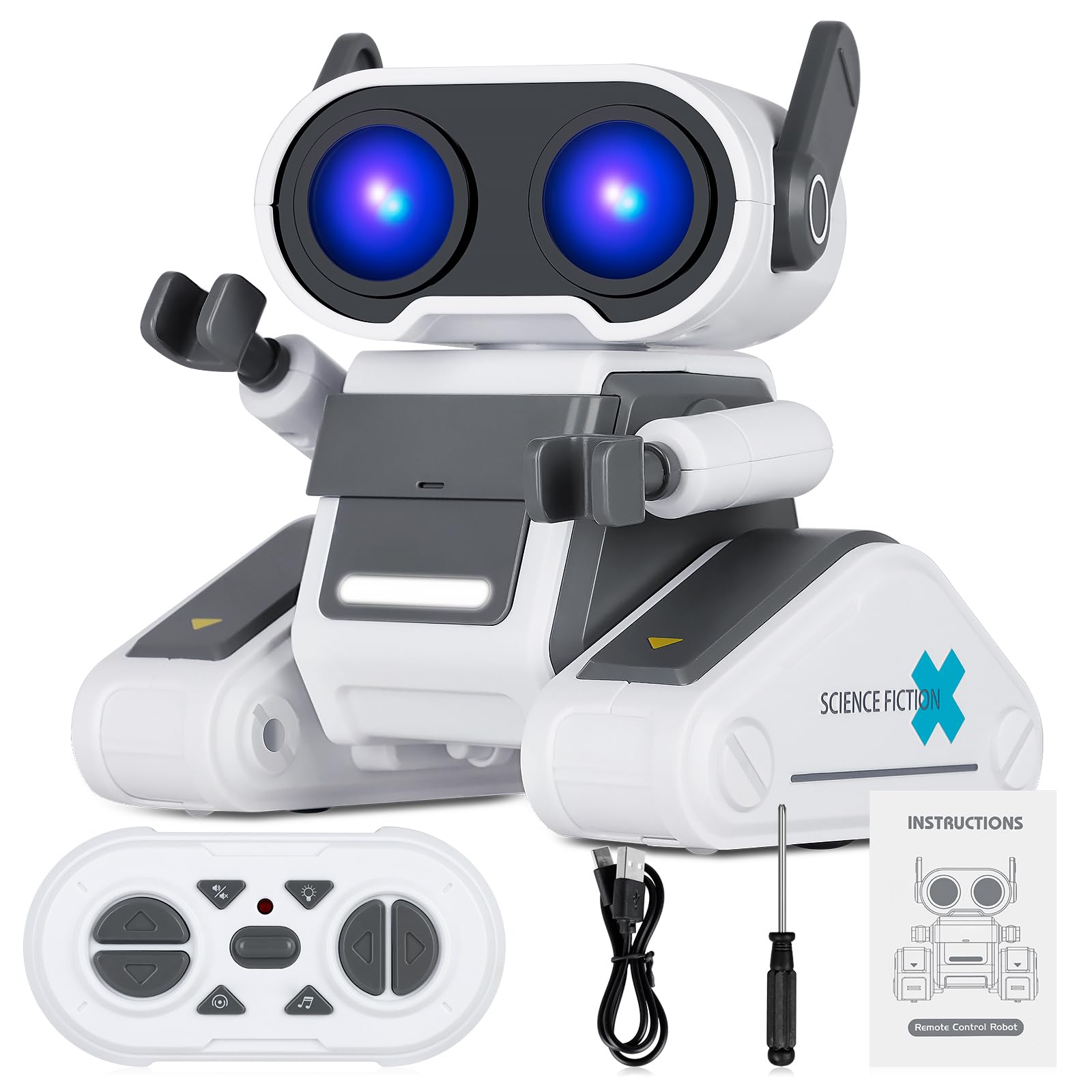 Winthai Robot Toys with Colorful LED, Remote Control Robot Toy with LED Eyes, Fl