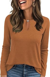 Long Sleeve Shirts for Women Crew Neck Casual Fall Tops Cute T Shirts