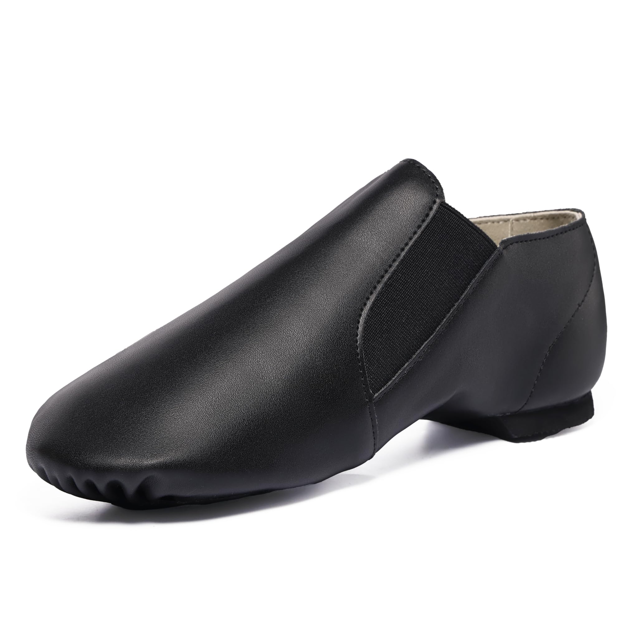 Dynadans Unisex PU Leather Upper Slip-on Jazz Shoe with Elastics for Women and M