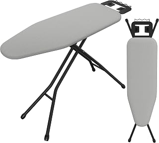 Yaheetech Ironing Board 43"x14" with Heavy Duty Iron Rest, Foldable, Gray | Full Size Ironing Surface with Sturdy Steel X-Frame, 9 Adjustable Heights 21 to 36 Inches, Folds Flat for Small Space Storage