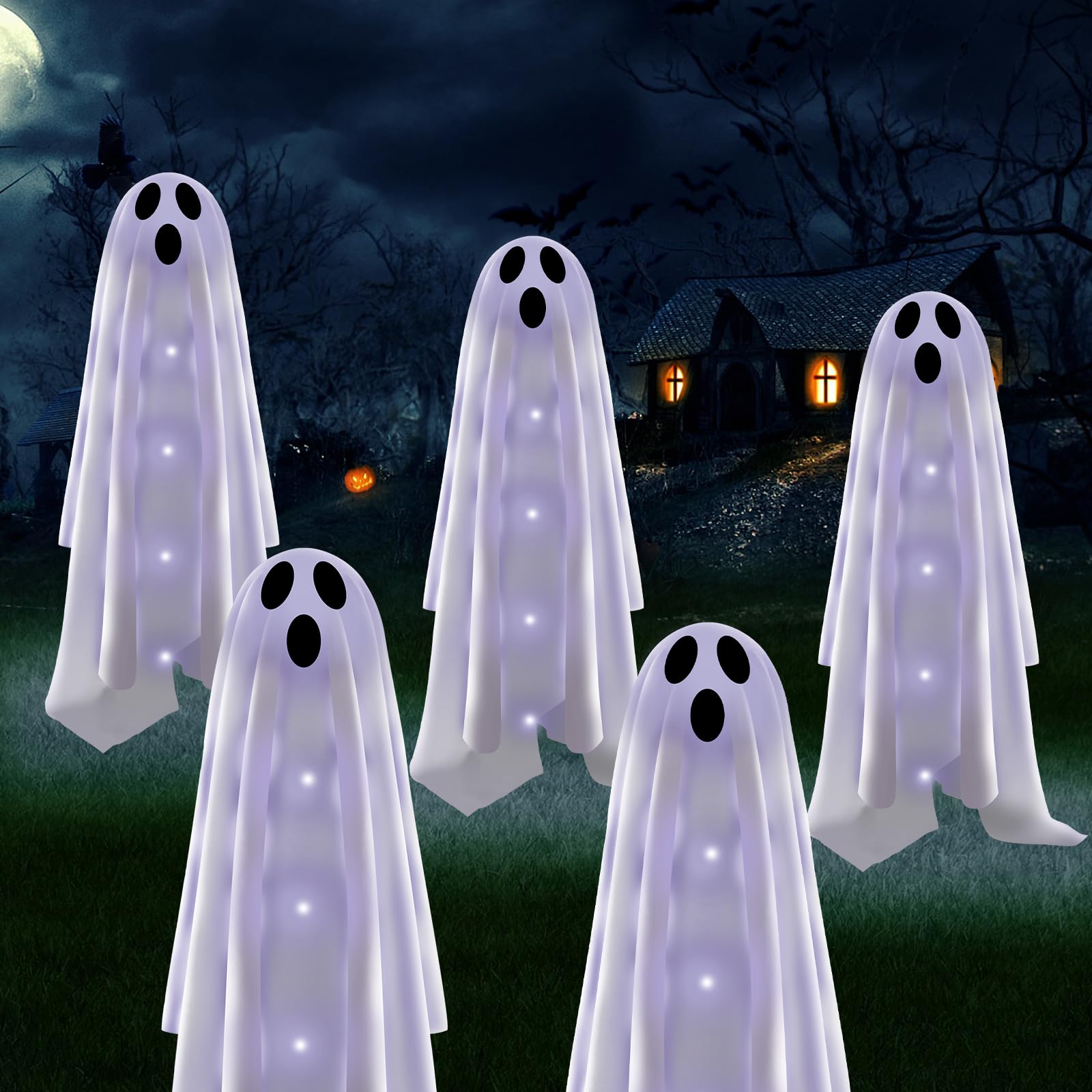 Betrihyes Halloween Decorations Solar Garden Lights Outdoor,6PACKS Halloween Gho