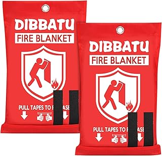 Fire Blanket for Home and Kitchen,Emergency for Small Fire,Reused,Easy Use | Emergency for House Home Car Grill BBQ, Clean No Mess, Fiberglass Fireproof, Never Expires, for Everyone,2 pcs