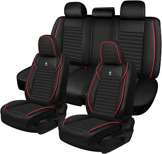 Seat Covers Fit for Mercedes-Benz G-Class 2013-2025 Premium Leather Car Seat Covers, Waterproof Non-Slip and Airbag Compatible, Fashion Car Seat Protector (Black Red,5 Seats)