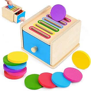 FCSONU Toddlers Montessori Coin Box Toys for 1 2 3 Year Old Boys Girls Baby | Cause and Effect Toys|Learning Colour Sorting Stacking Sensory Toys, Kids Easter Christmas 1st Birthday Gifts Present 12M-18M