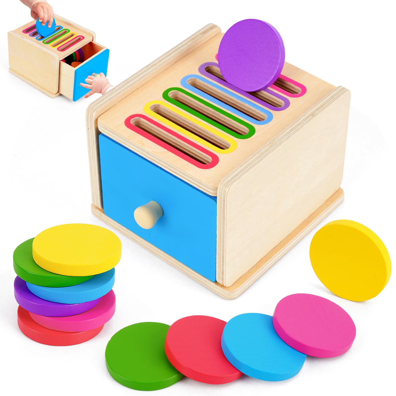 FCSONU Toddlers Montessori Coin Box Toys for 1 2 3 Year Old Boys Girls Baby | Ca