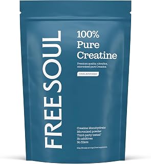 Free Soul Creatine Monohydrate Powder | Unflavoured | 60 Servings | 100% Pure Micronised Creatine Monohydrate Powder | Easily Dissolves | Vegan | Lab-Tested