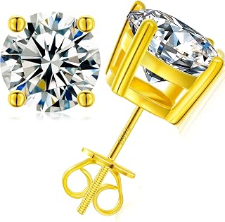 Moissanite Stud Earrings Screw Back 0.2CT-8.0CT 18K White Yellow Gold Plated S925 Sterling Silver Round Cut D Color VVS1 Clarity Lab Created Moissanite Diamond Stud Earrings for Women Men