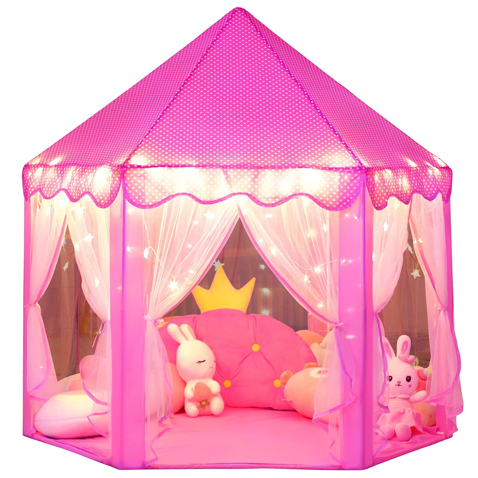 Wilwolfer Princess Tent Girls Play Tent Kids Indoor Castle Play House, Pink | La