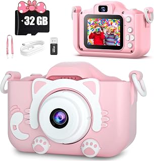 Kids Digital Zoom Camera for 3-12 Year Old Girls/Boys - Selfie Camera With Video, 32GB TF Card - Christmas Birthday Festival Gift