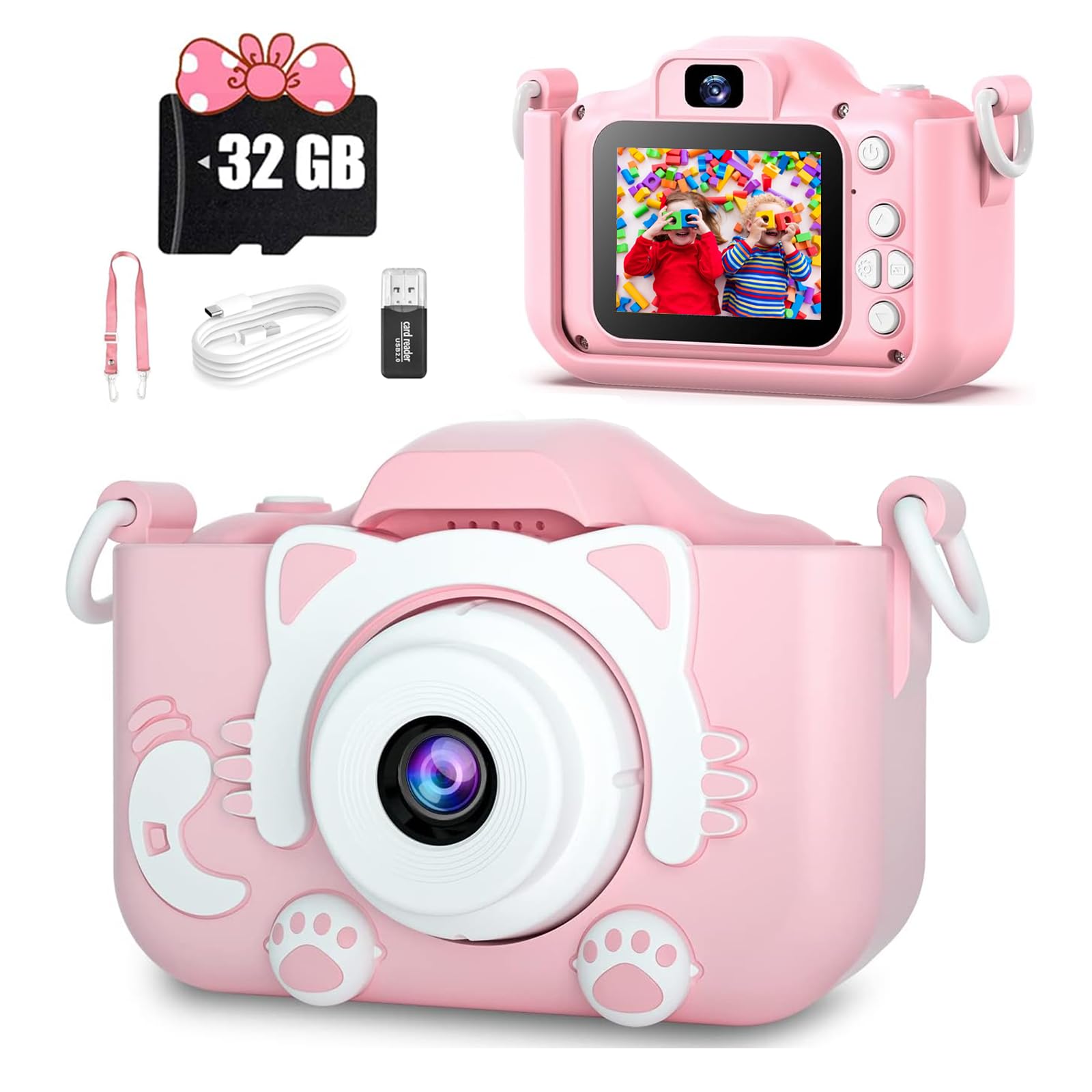 Kids Digital Zoom Camera for 3-12 Year Old Girls/Boys - Selfie Camera With Video