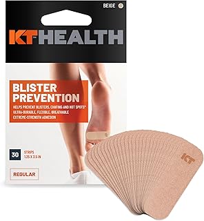 KT Health Blister Prevention Tape – 30 Precut Strips for Blister Protection, Strong Adhesive, Dermatologist Tested, Ideal for Athletes and Active Lifestyles – Beige