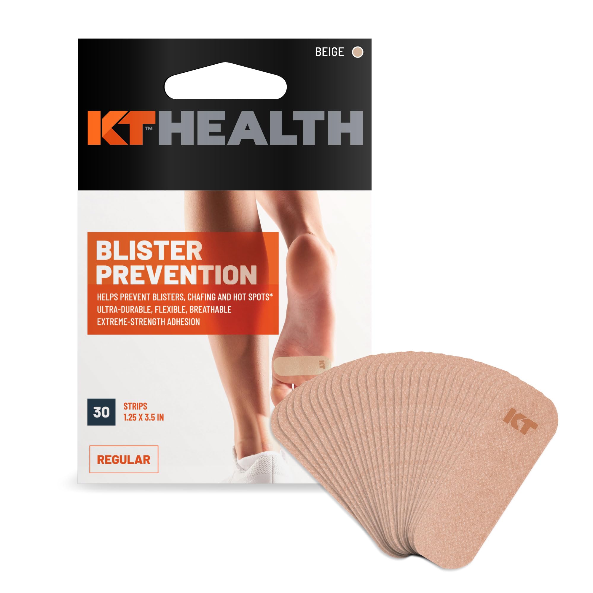 KT Health Blister Prevention Tape – 30 Precut Strips for Blister Protection, Str