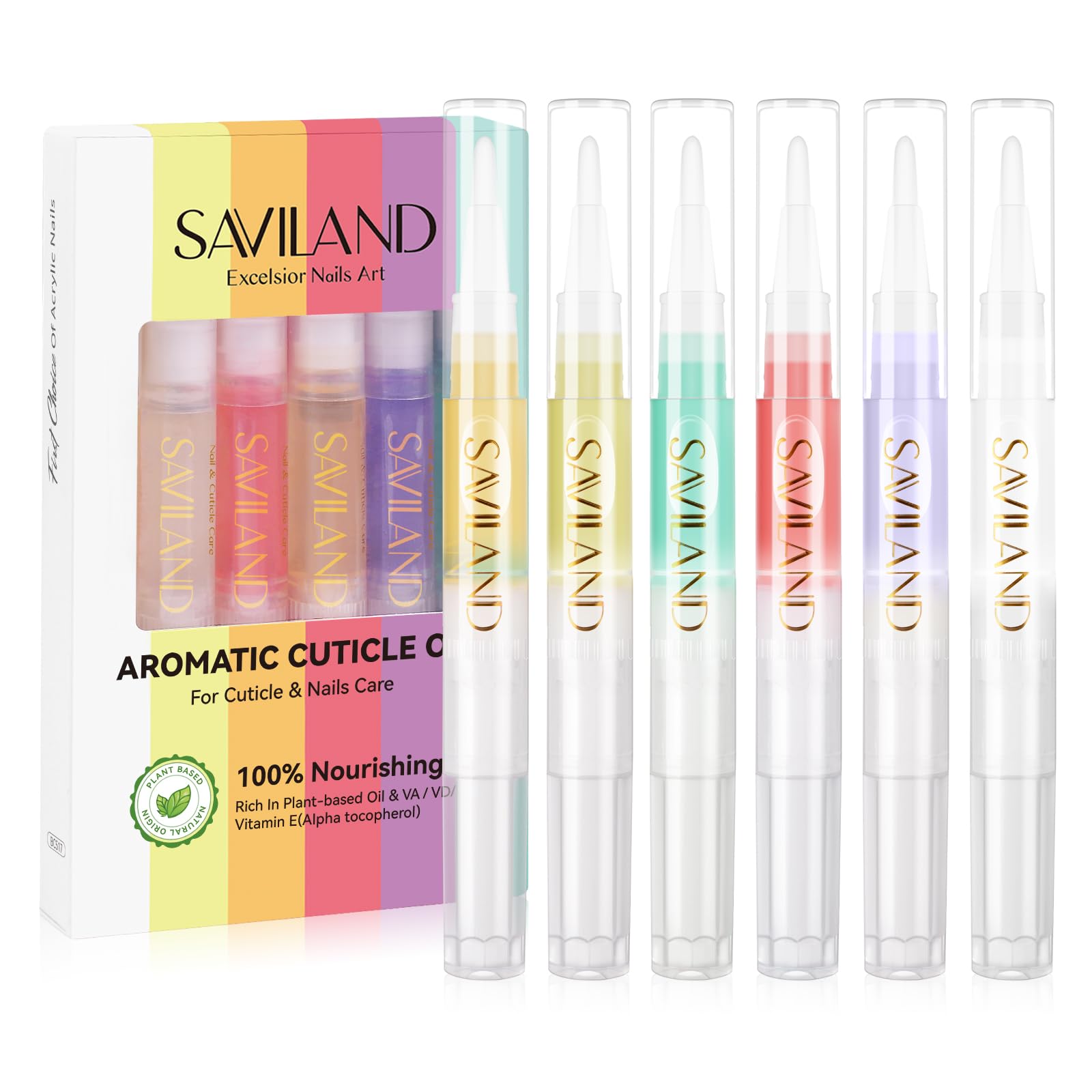 SAVILAND Natural Cuticle Oil Pen 6Pcs Vitamin E for Damaged Thin Nails | Revital