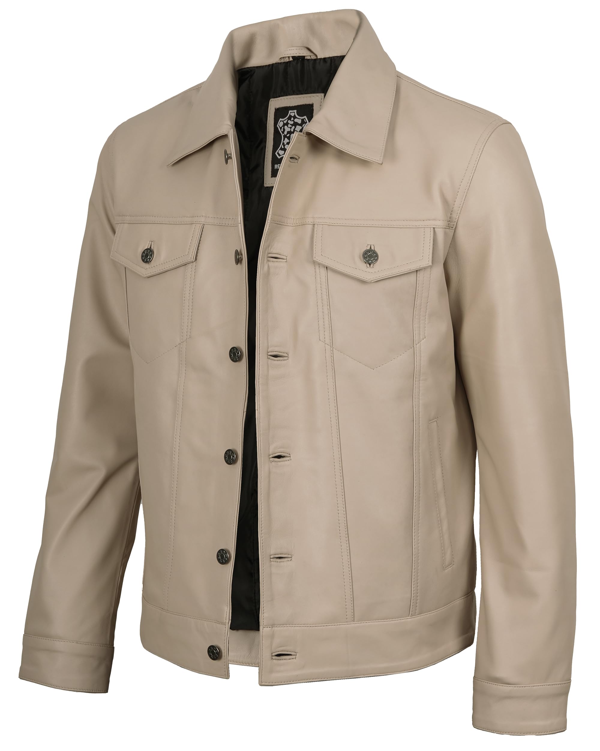 Decrum Trucker Leather Jacket Men - Vintage Style Real Lambskin Leather Jackets 